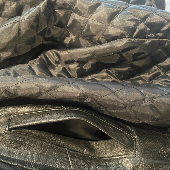 LEATHER FRINGE BIKER JACKET SILVER BIKE WOMENS SZ XXL BLACK Moto - Picture 9 of 14